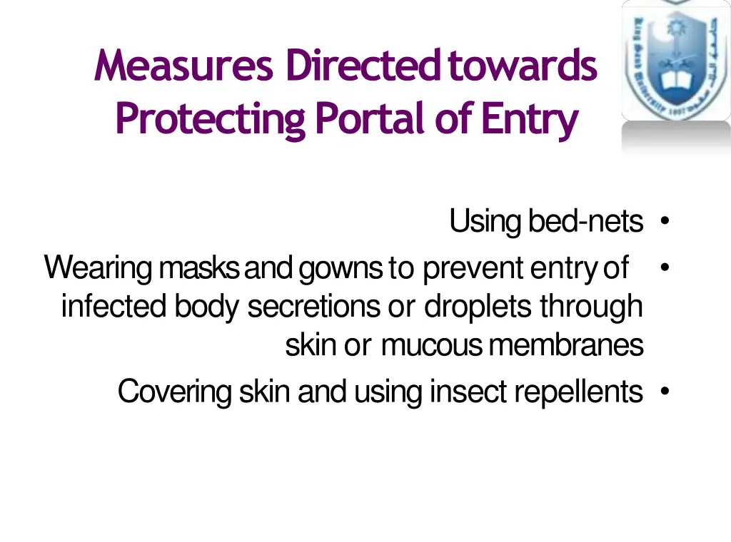 measures directedtowards protecting portal ofentry