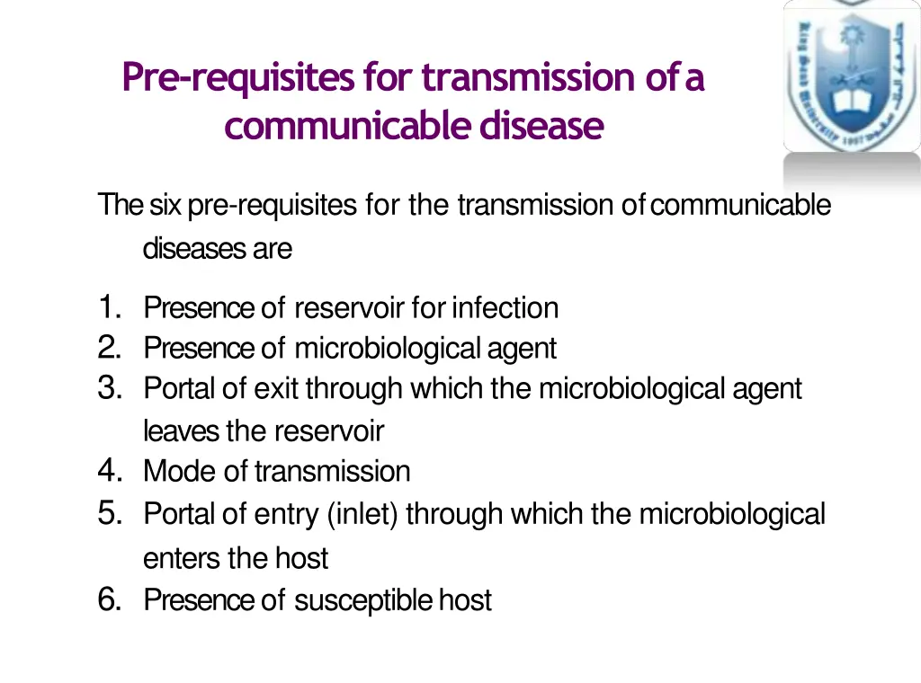 pre requisites for transmission