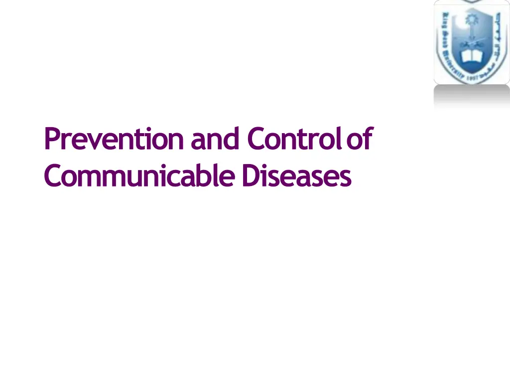 prevention and controlof communicablediseases