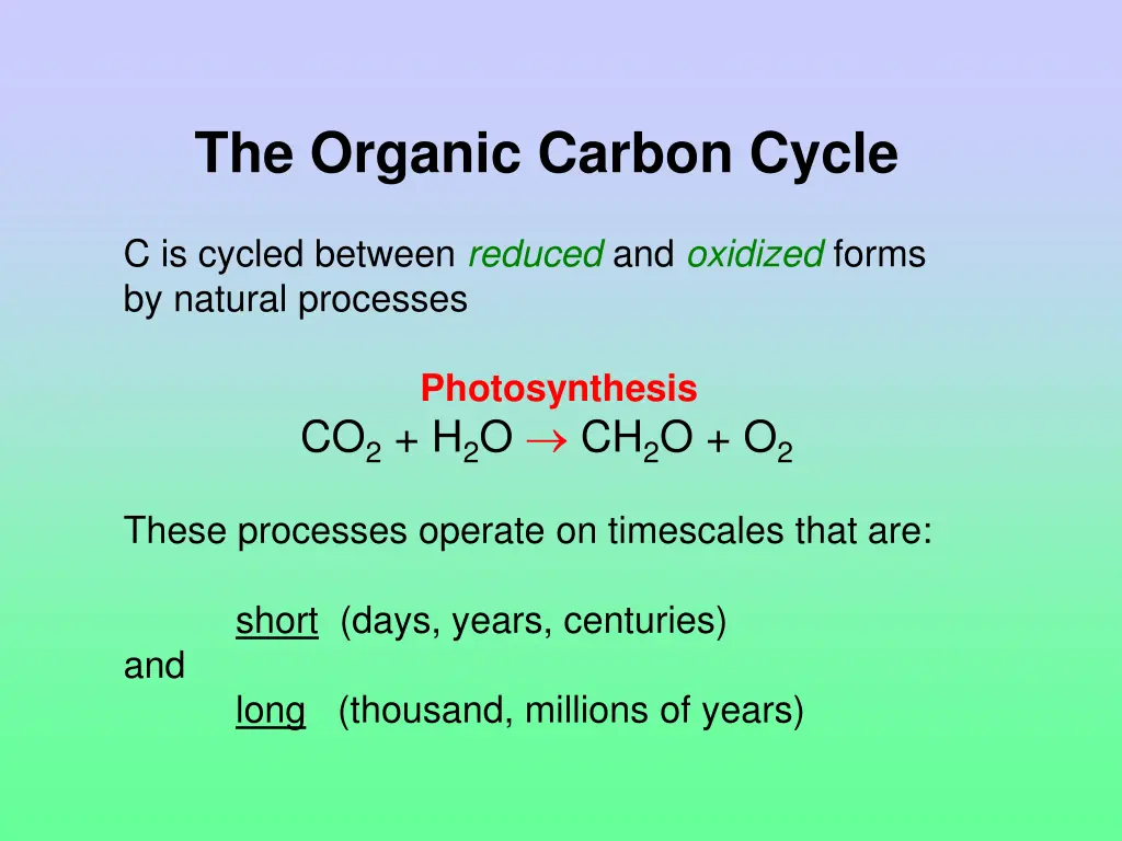 the organic carbon cycle