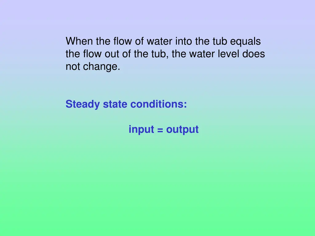 when the flow of water into the tub equals