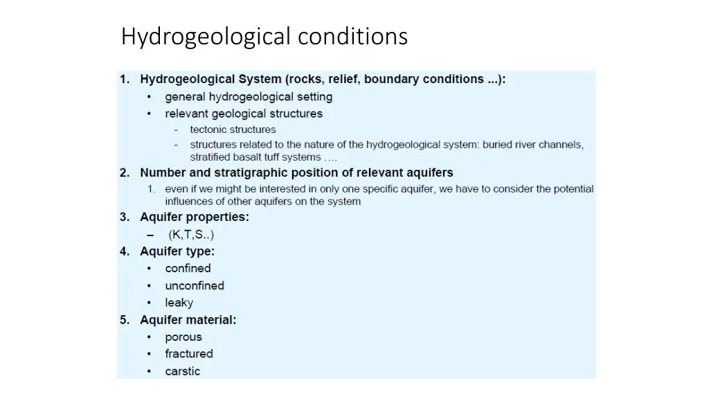 hydrogeological conditions