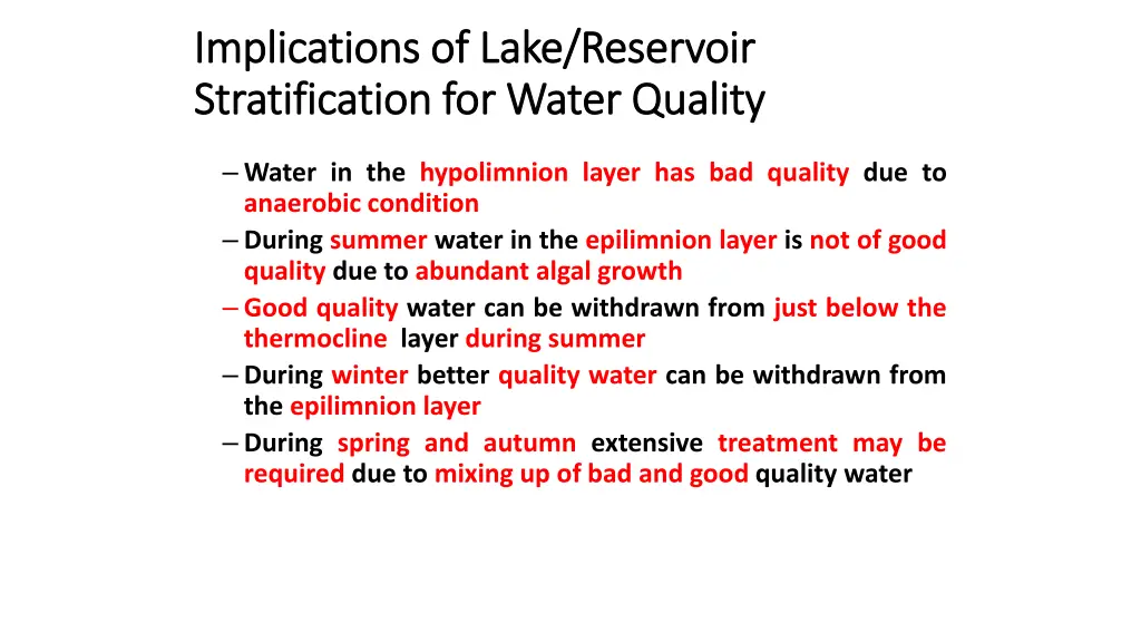 implications of lake reservoir implications