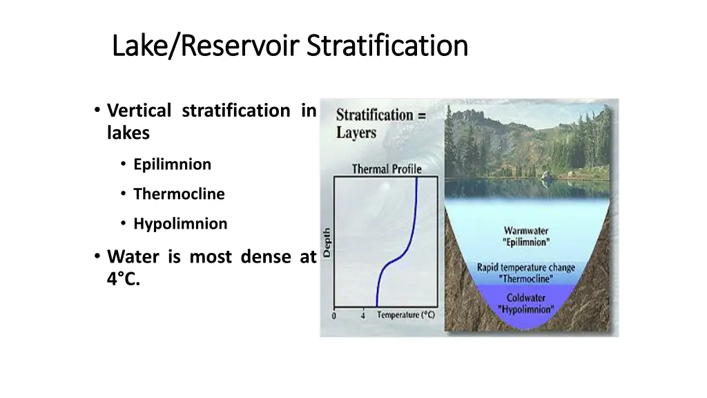 lake reservoir stratification lake reservoir