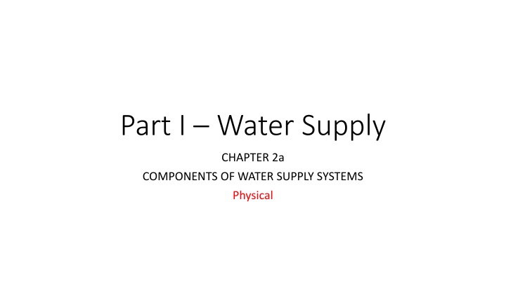 part i water supply