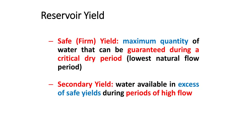 reservoir yield reservoir yield