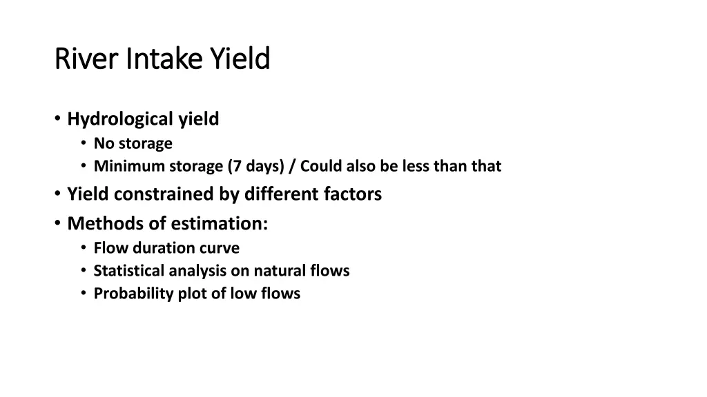 river intake yield river intake yield