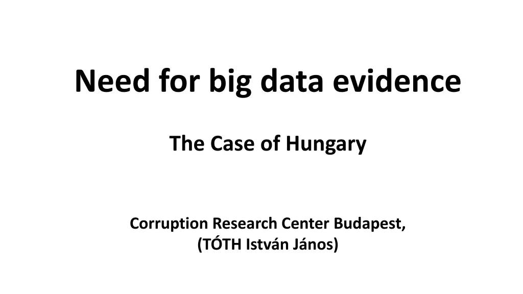 need for big data evidence