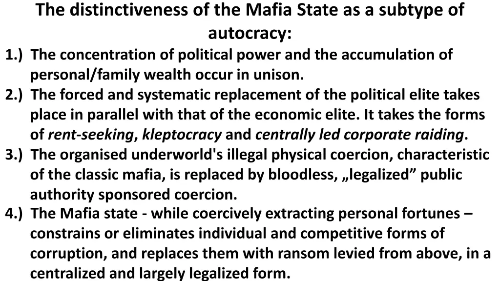 the distinctiveness of the mafia state