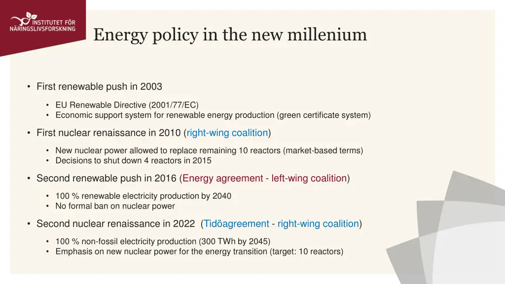 energy policy in the new millenium