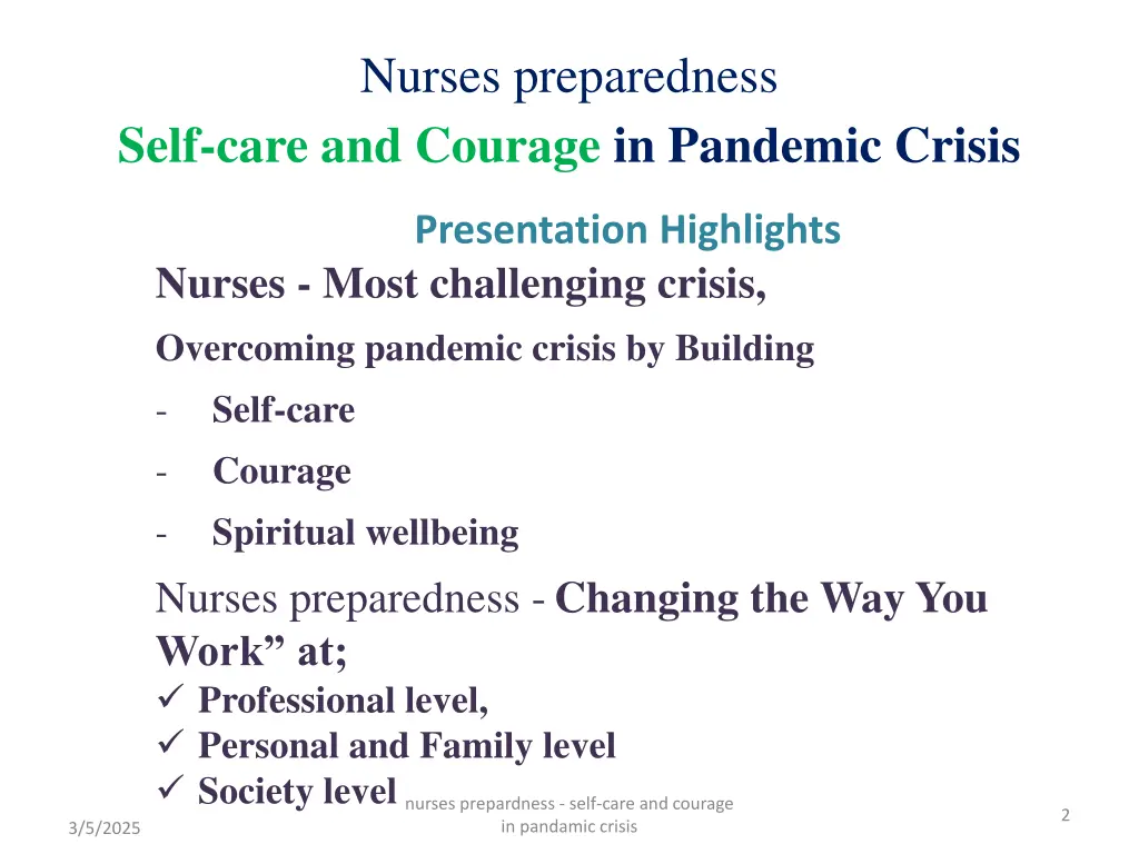 nurses preparedness