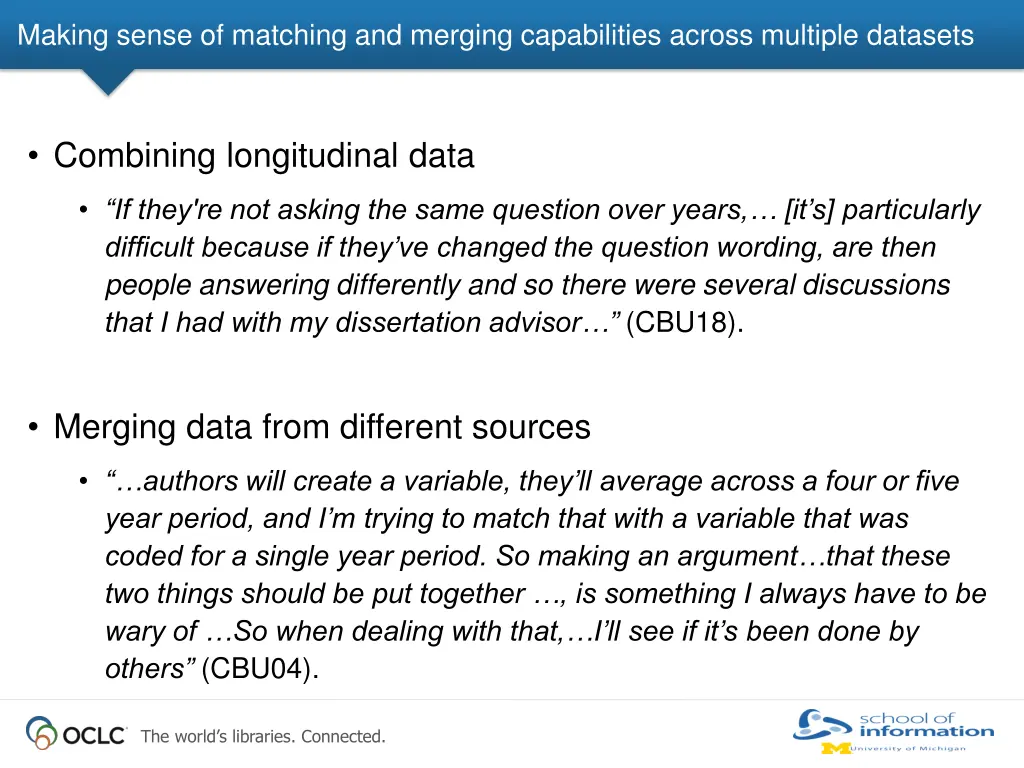 making sense of matching and merging capabilities