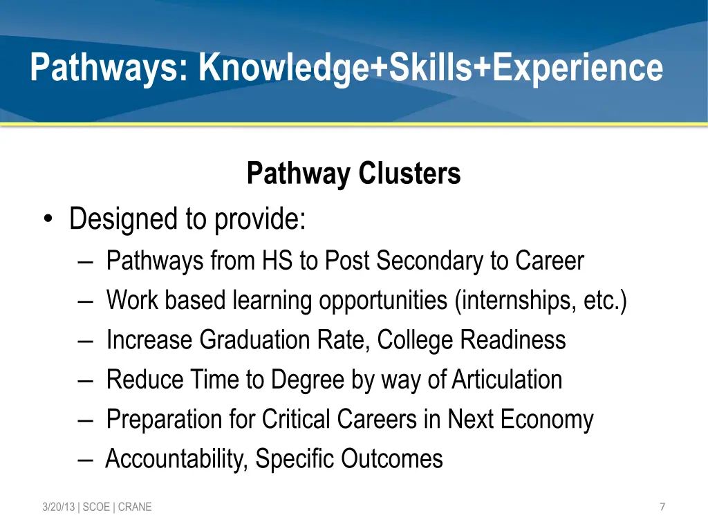 pathways knowledge skills experience 1