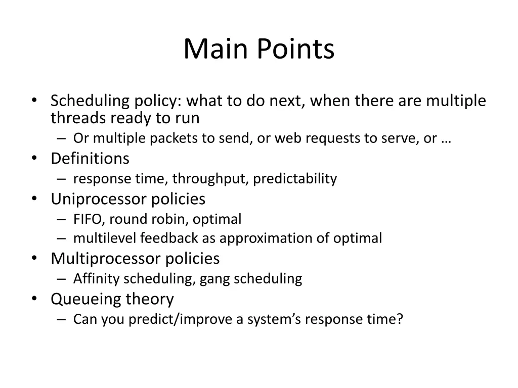 main points