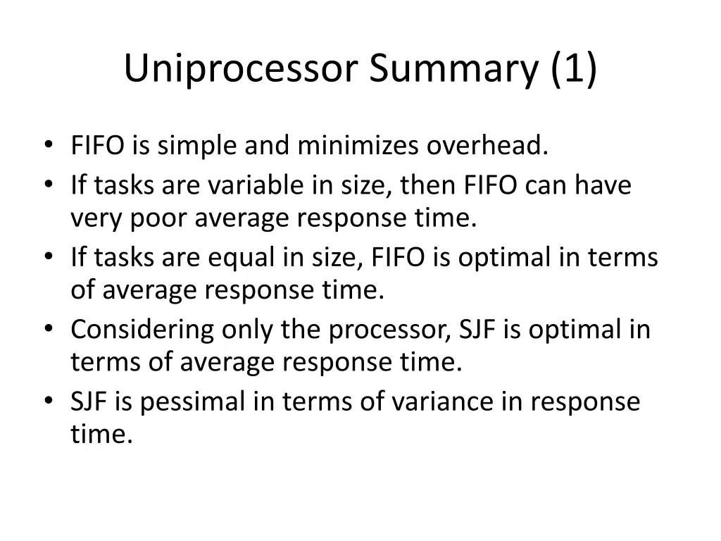 uniprocessor summary 1