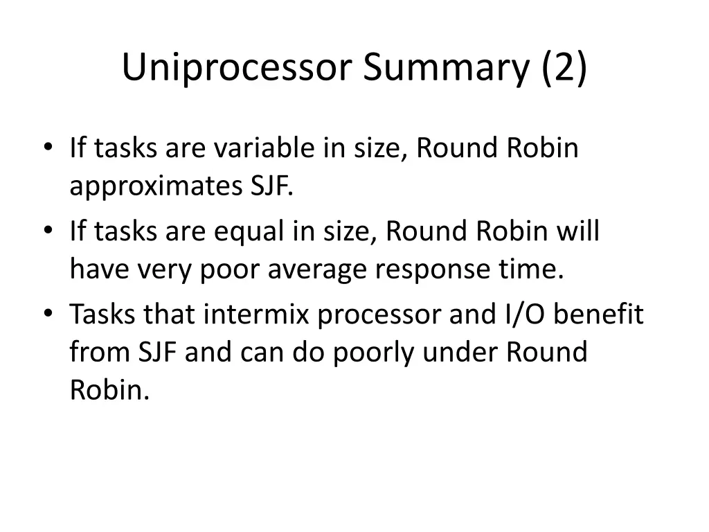 uniprocessor summary 2