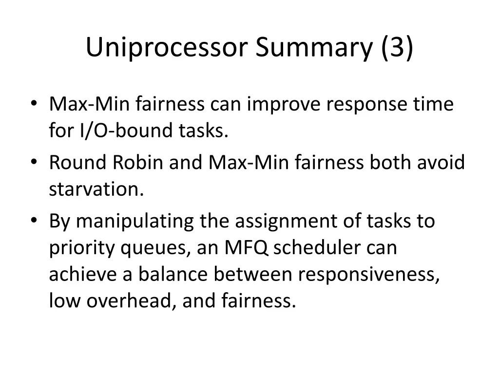 uniprocessor summary 3