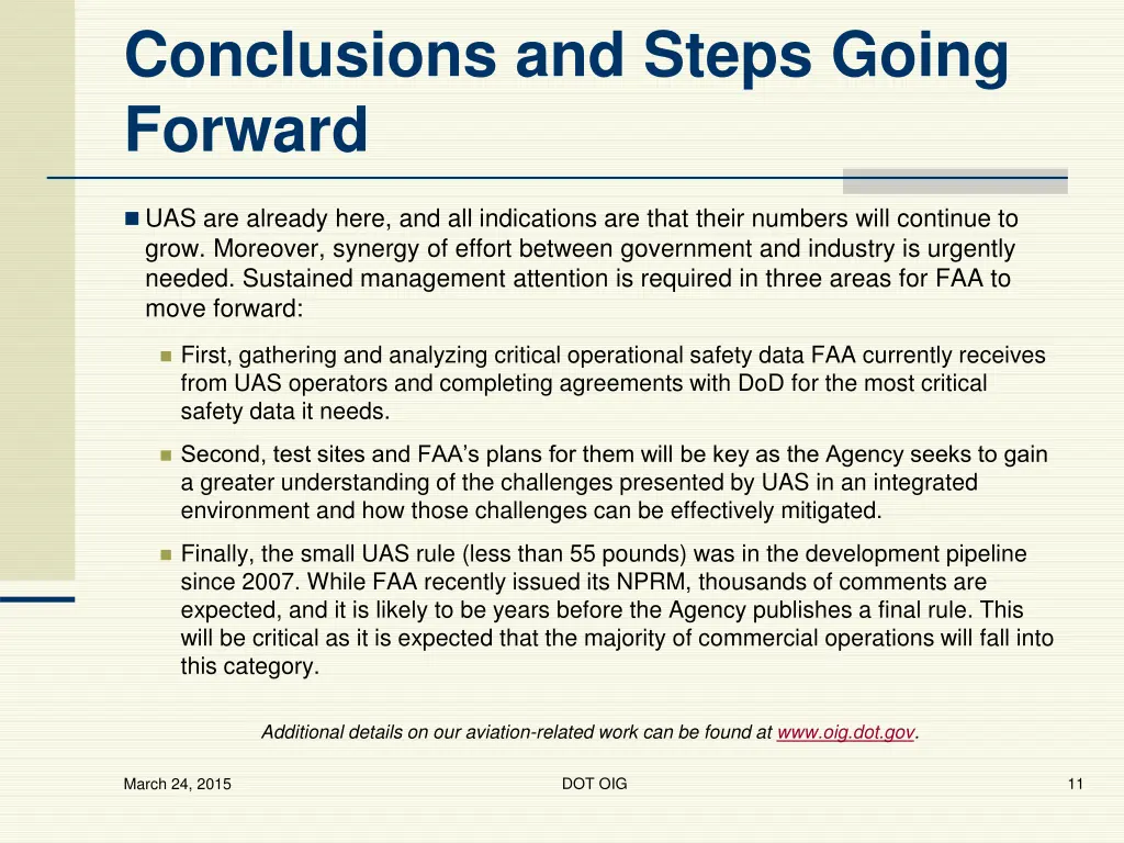 conclusions and steps going forward