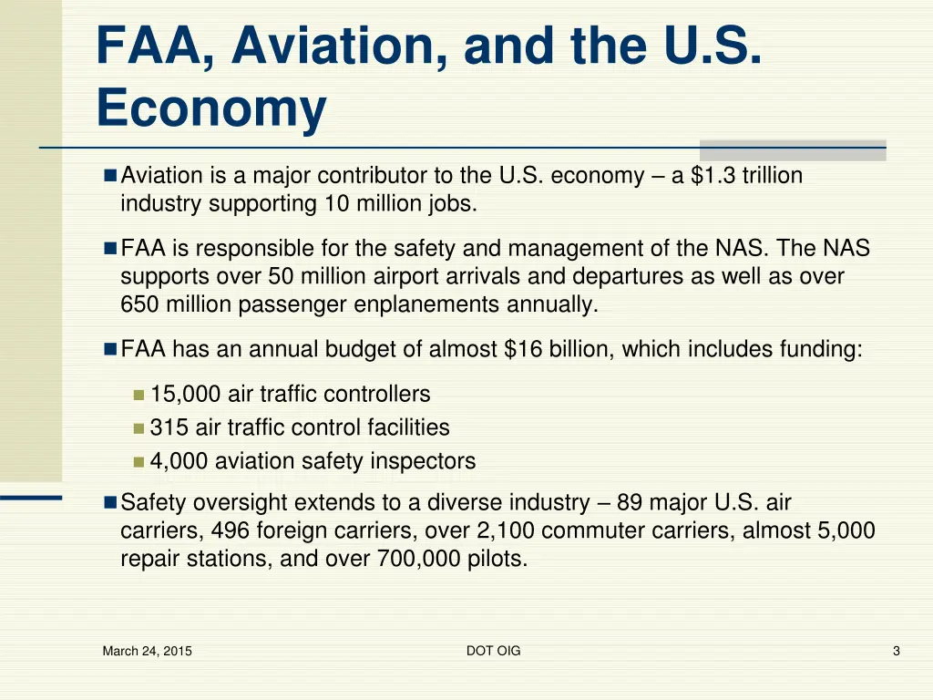 faa aviation and the u s economy
