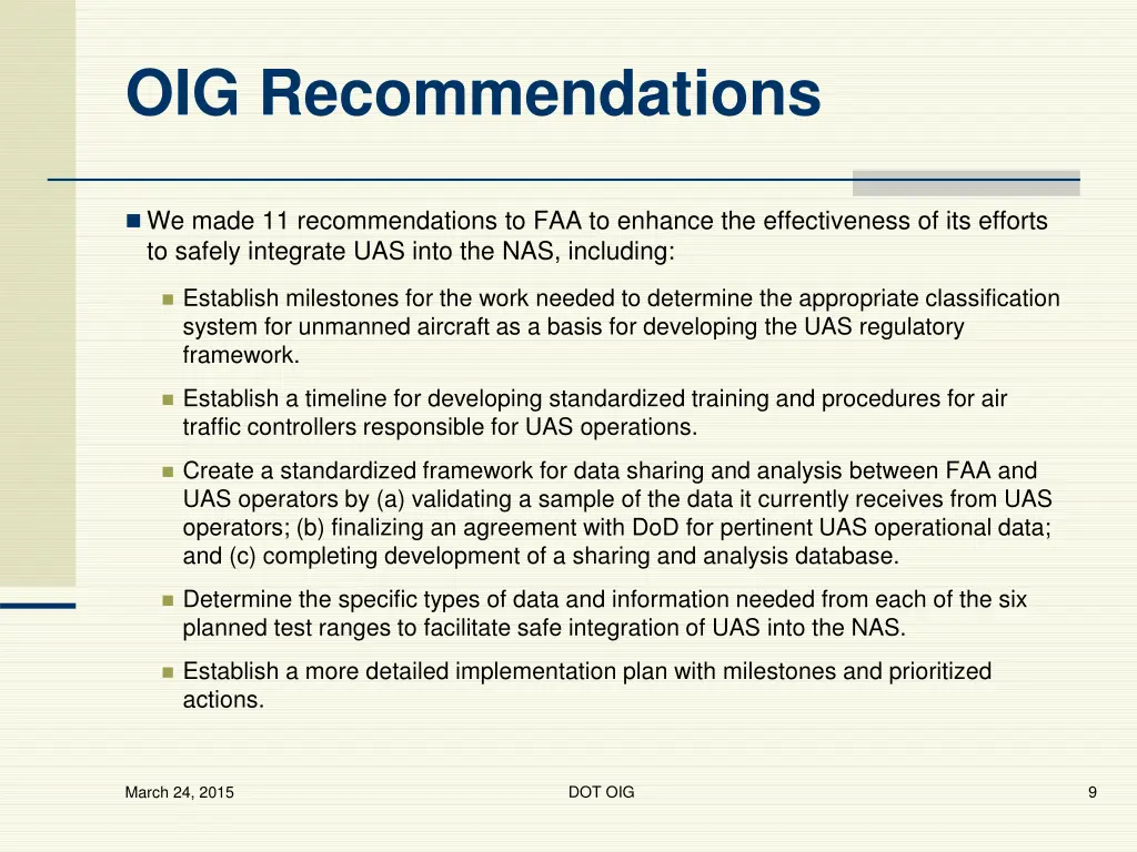 oig recommendations