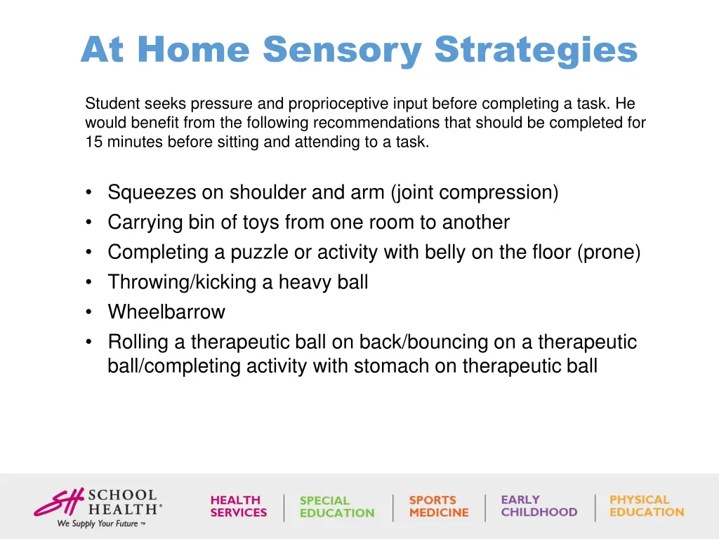 at home sensory strategies
