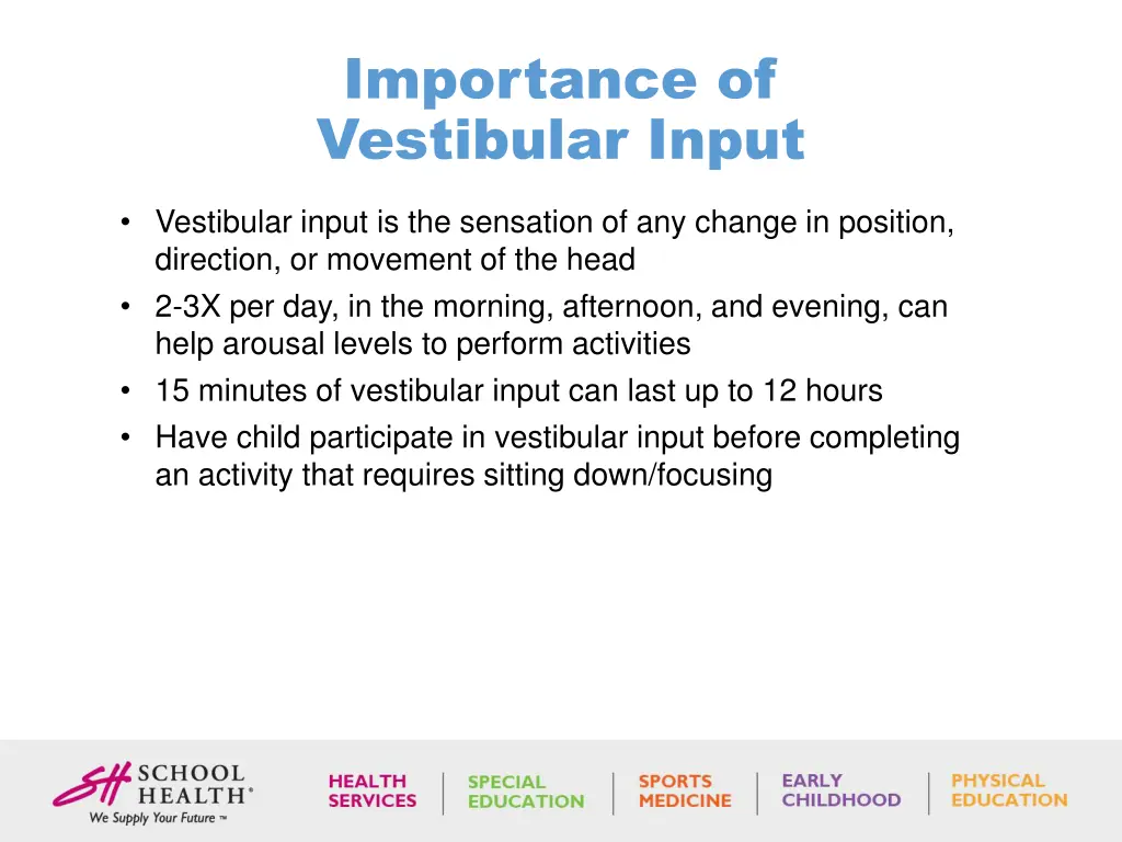 importance of vestibular input