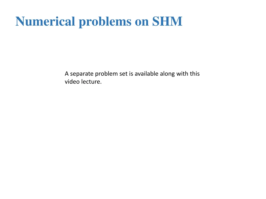 numerical problems on shm