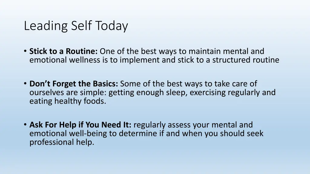 leading self today