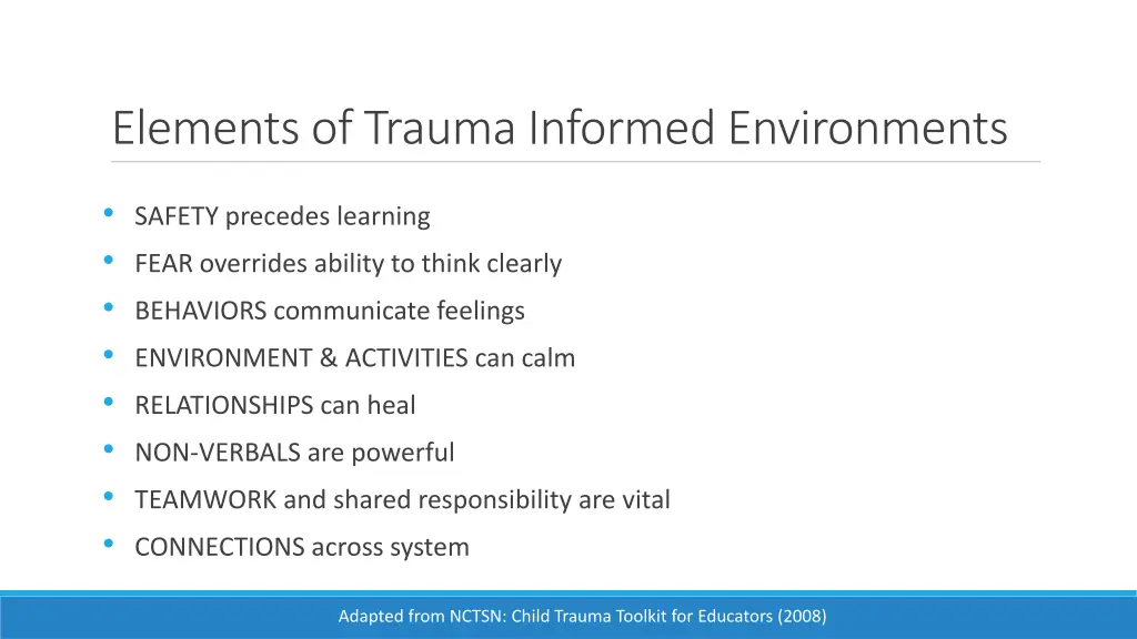 elements of trauma informed environments