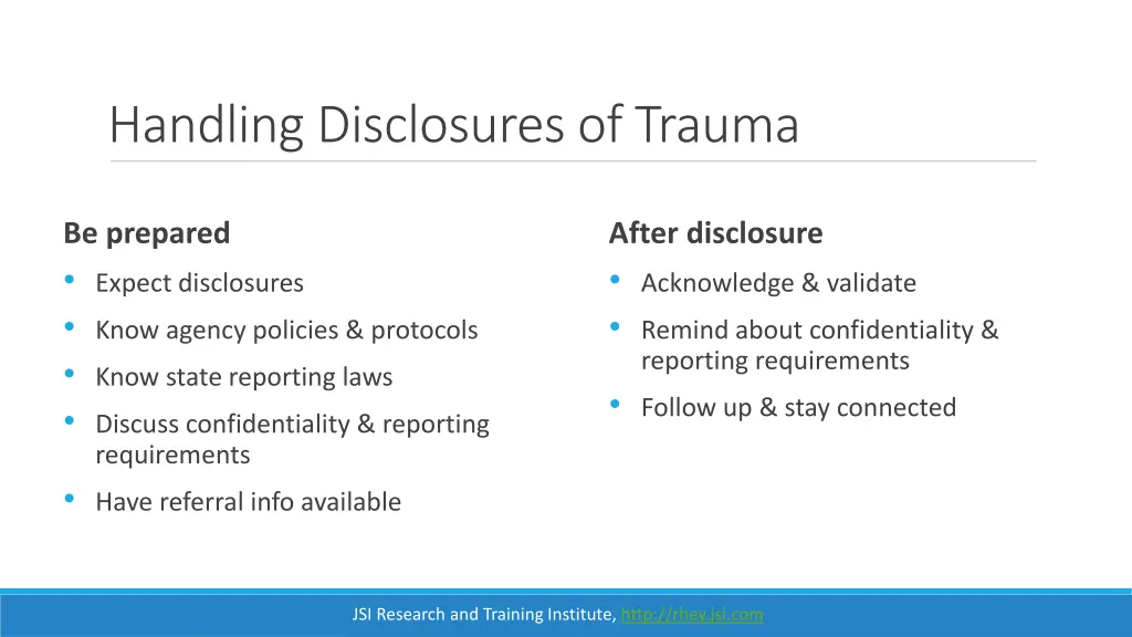 handling disclosures of trauma