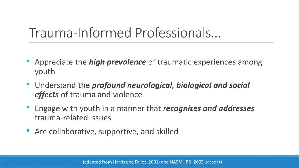 trauma informed professionals