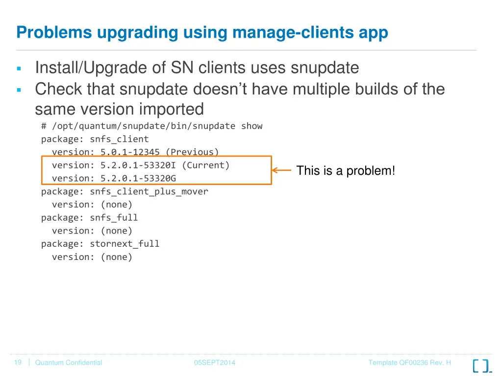 problems upgrading using manage clients app