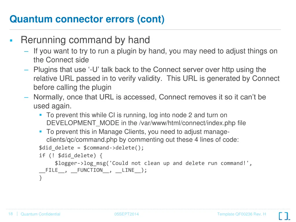 quantum connector errors cont