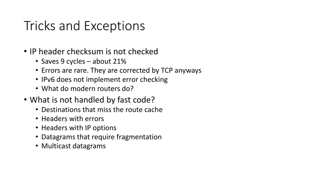 tricks and exceptions