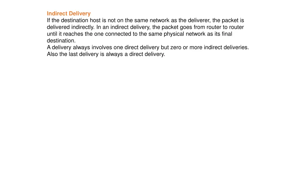 indirect delivery if the destination host