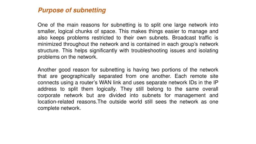 purpose of subnetting
