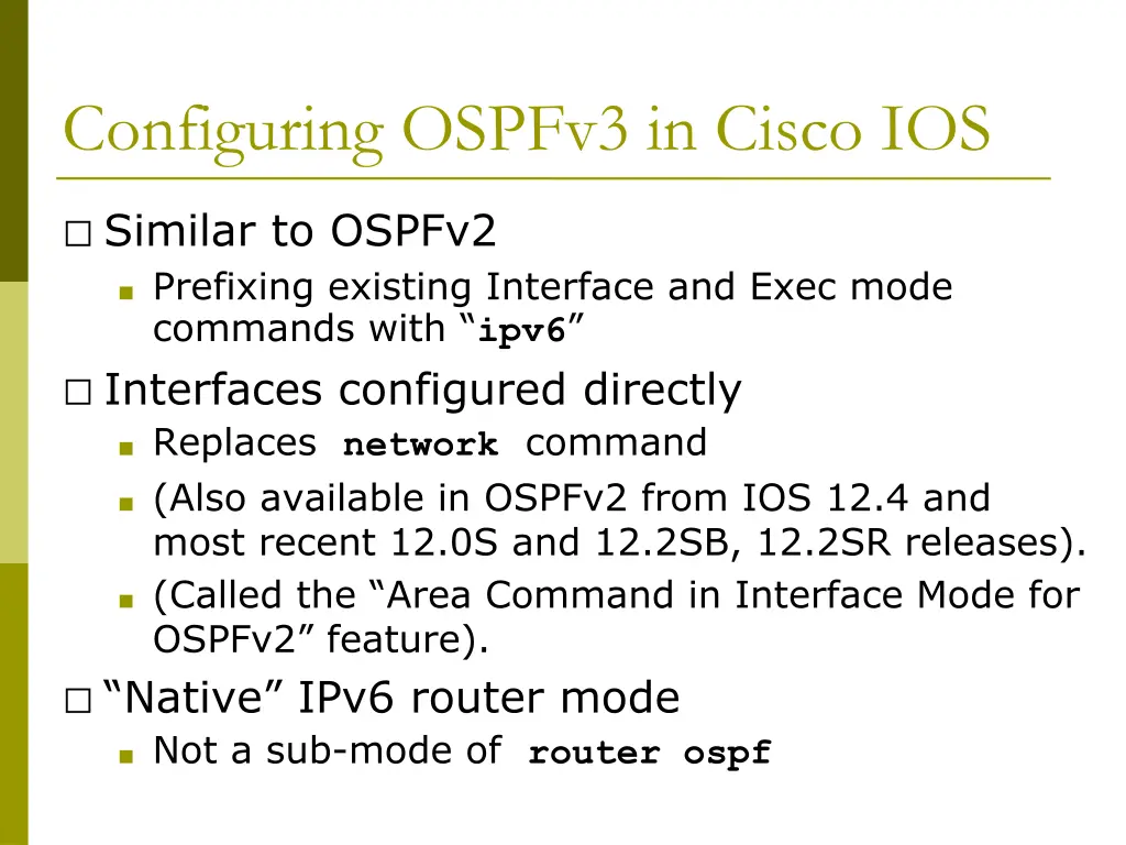 configuring ospfv3 in cisco ios