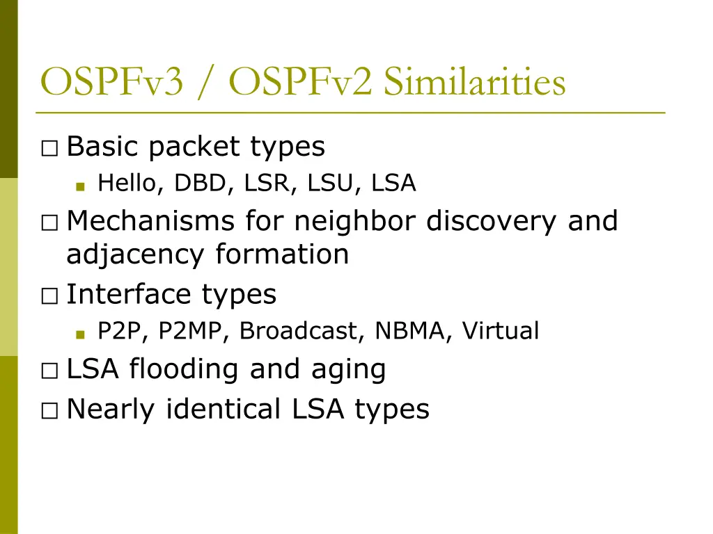 ospfv3 ospfv2 similarities