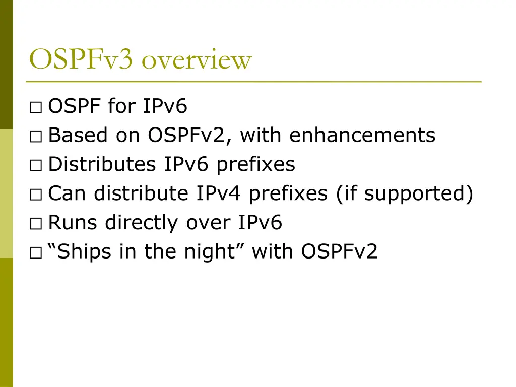ospfv3 overview