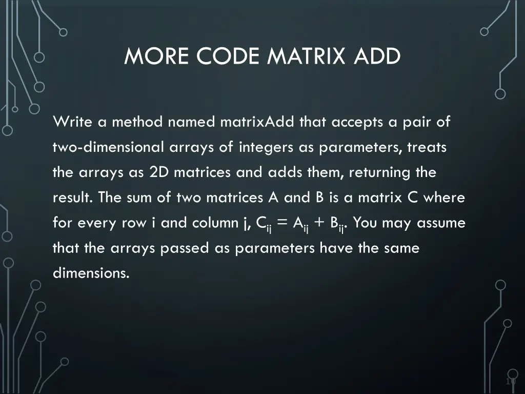 more code matrix add