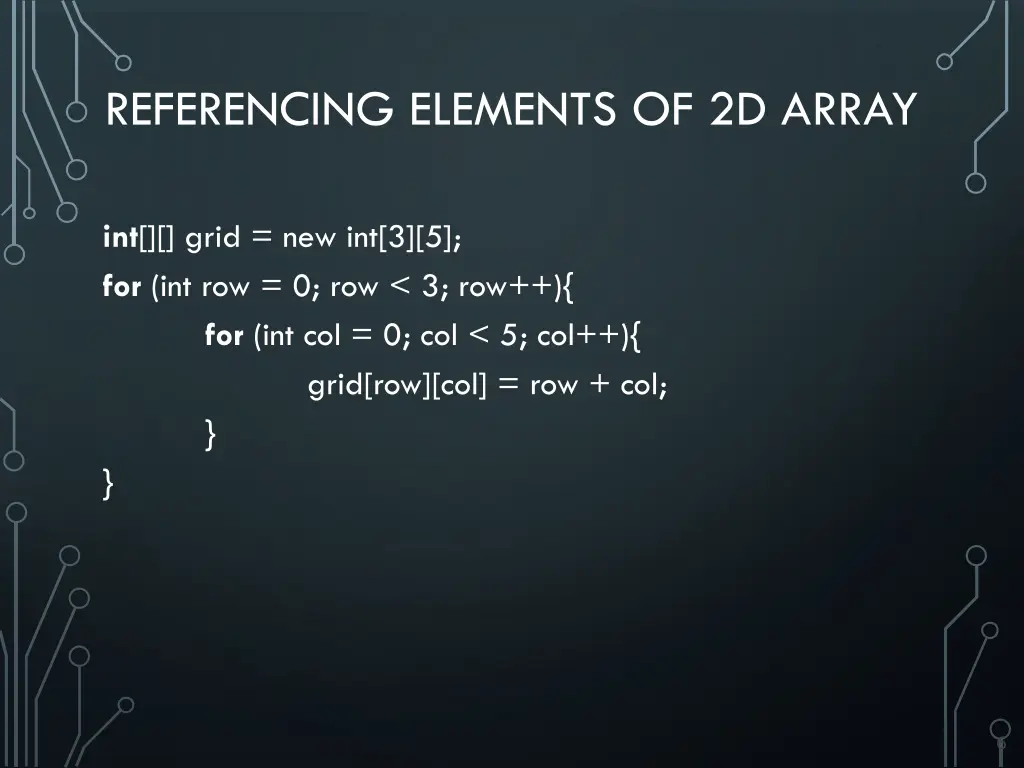 referencing elements of 2d array 2