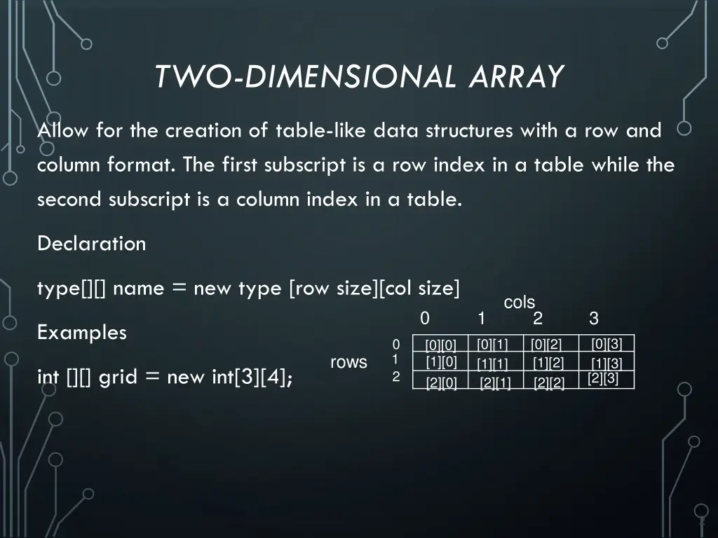 two dimensional array