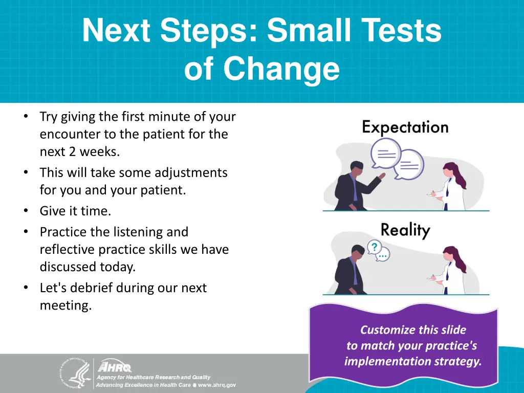 next steps small tests of change