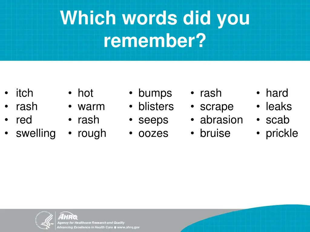 which words did you remember
