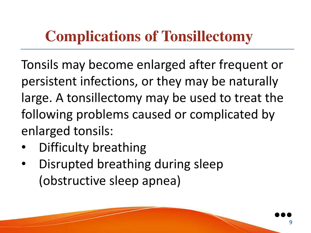 complications of tonsillectomy
