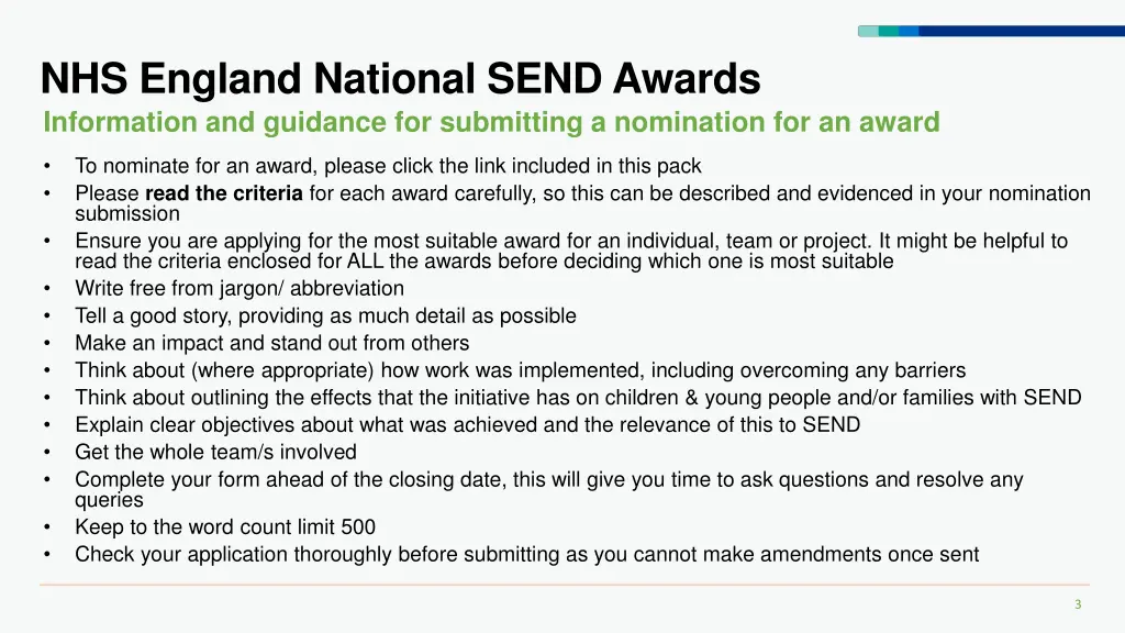 nhs england national send awards information 1