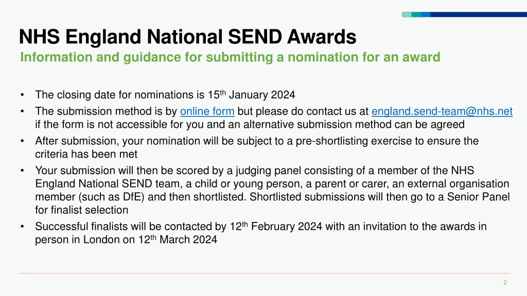 nhs england national send awards information