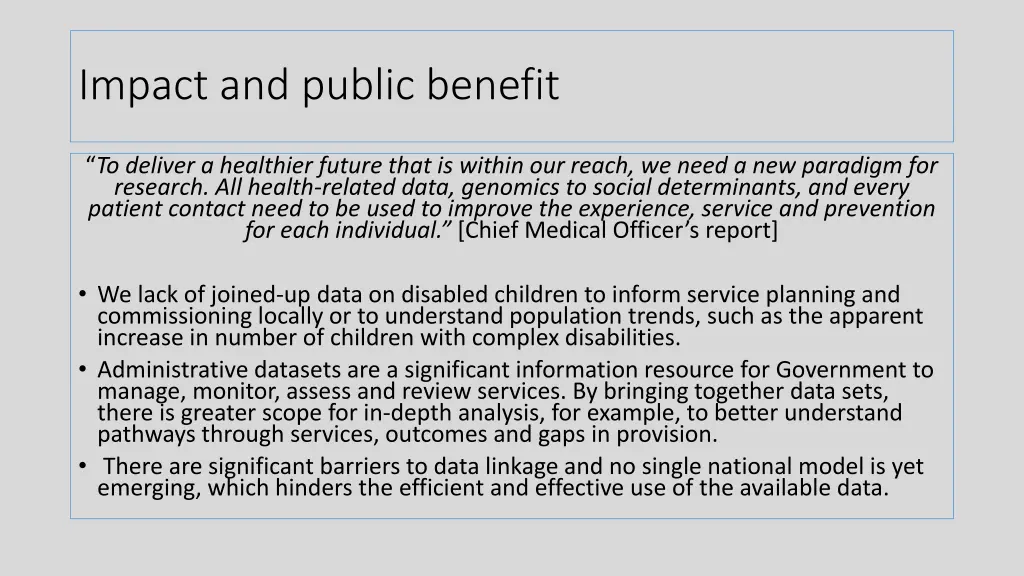 impact and public benefit
