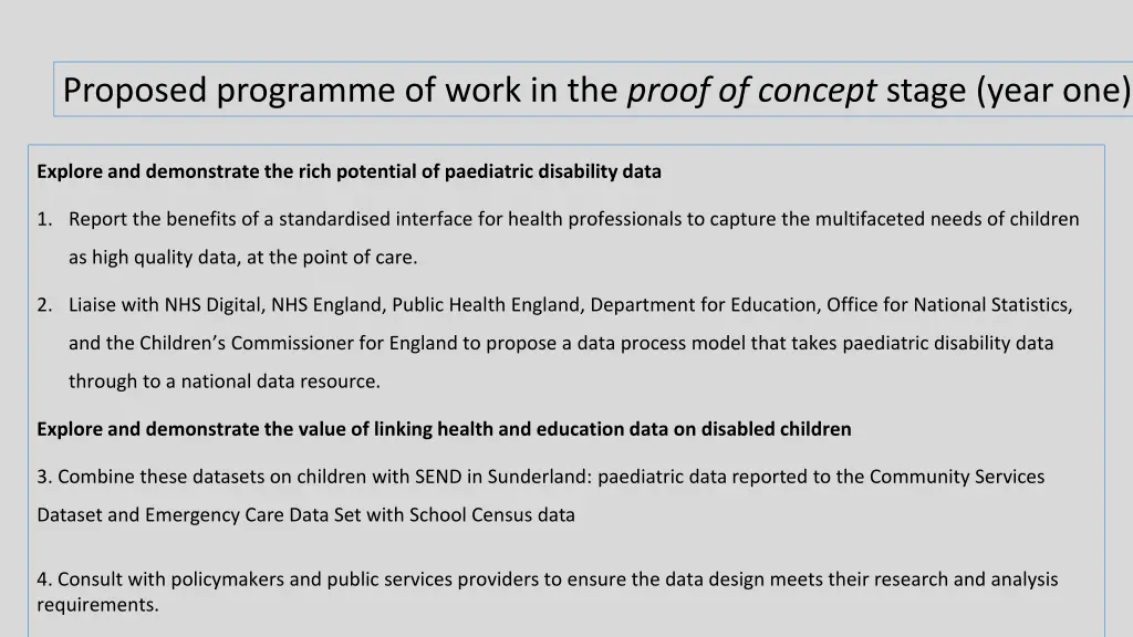 proposed programme of work in the proof