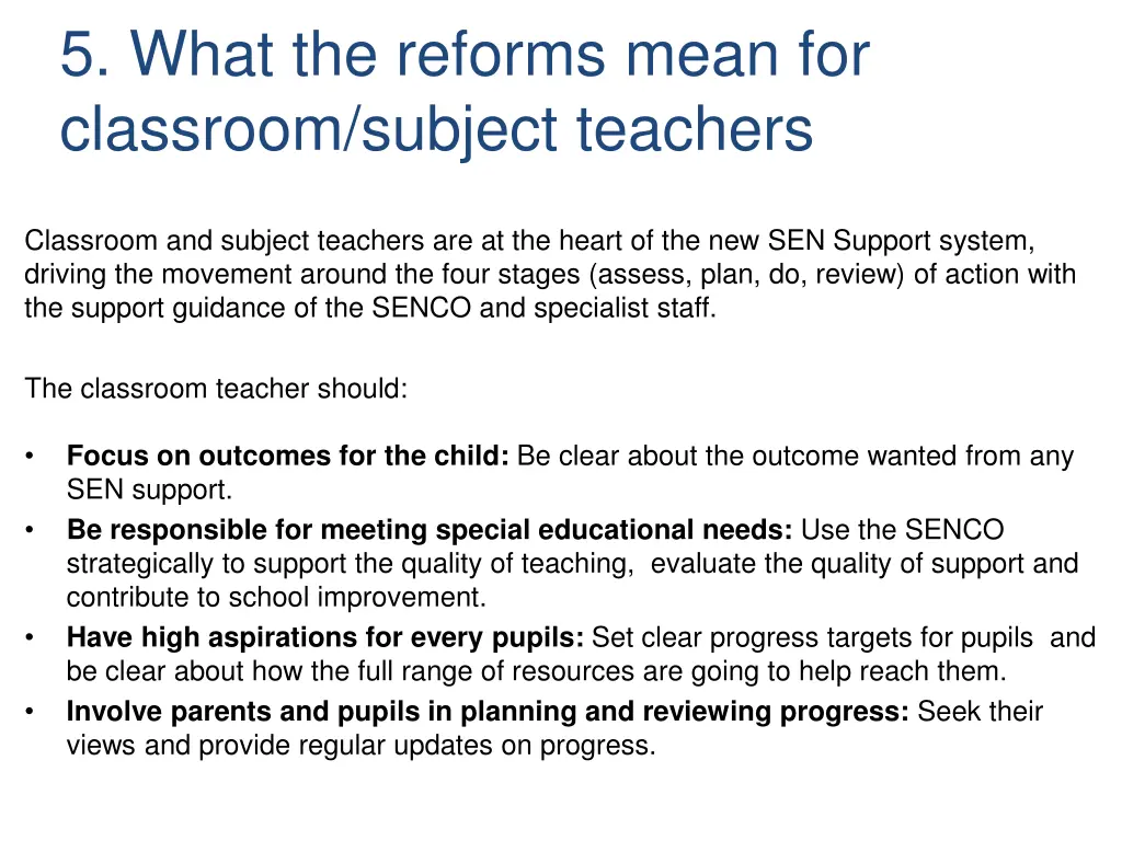 5 what the reforms mean for classroom subject